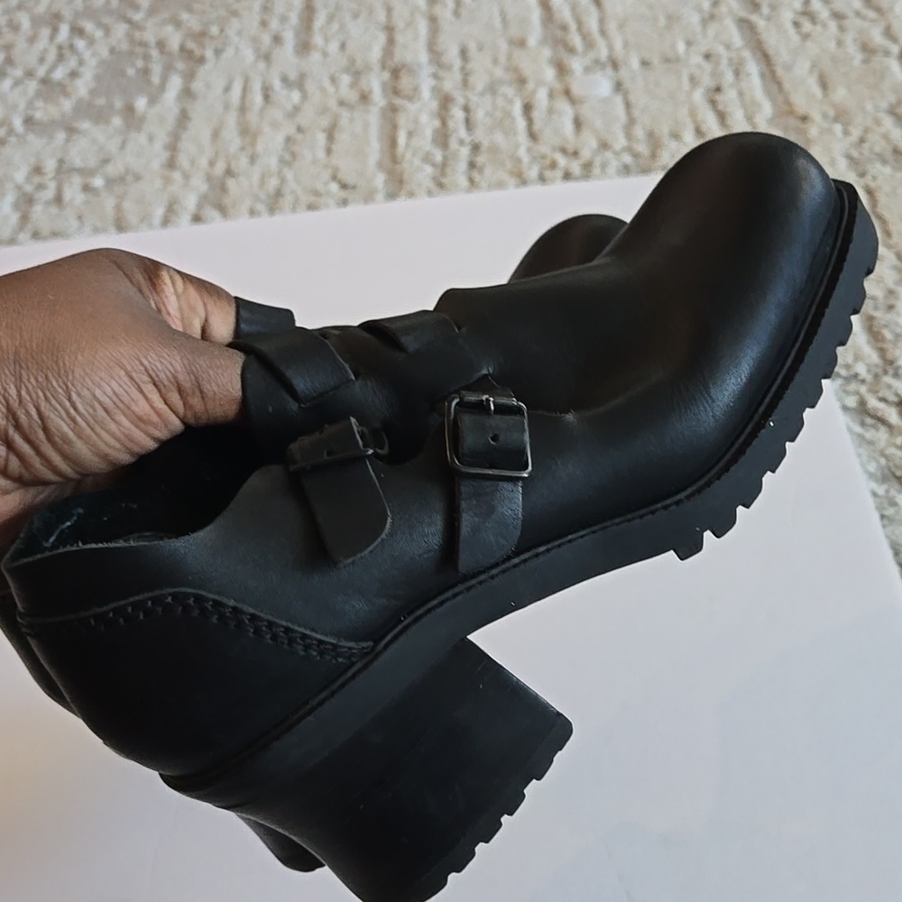 Vintage Euro Club black GRUNGE Y2K MARY JANE Thrashed shoes Preppy Buckle